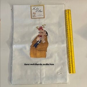 Tea Towel with Humorous Wine Embroidery